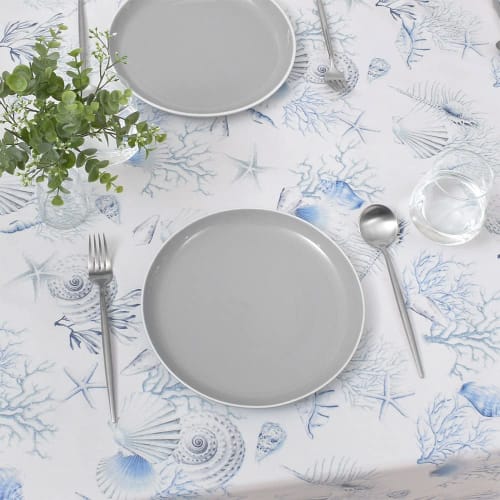 STYLE Decor Waterproof Laminated Vinyl Tablecloth, Nordic Style, 140cm x 180cm, Coral & Shell, W4800410