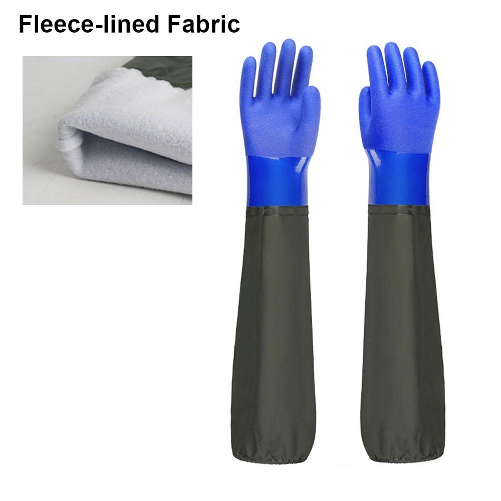 

1 пара 70 см гумових рукавичок довгі рибальські робочі рукавички нові рукавички для водної промисловості водні операції Fleece-lined fabric