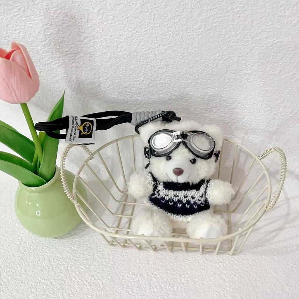 Kreslená klíčenka s pilotem pandou - Roztomilá plyšová hračka medvěd jako dárek pro studenty