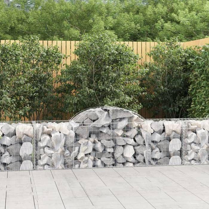VidaXL Paniers à gabions arqués 8 pcs 200x50x60/80 cm Fer galvanisé, gabion, cage de gabion, panier de mur de gabion, mur de 3146284
