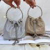 Full Drill Bucket Bag Women's Small Summer New High-grade Texture Rhinestone Chain Portable Shoulder Messenger Bag