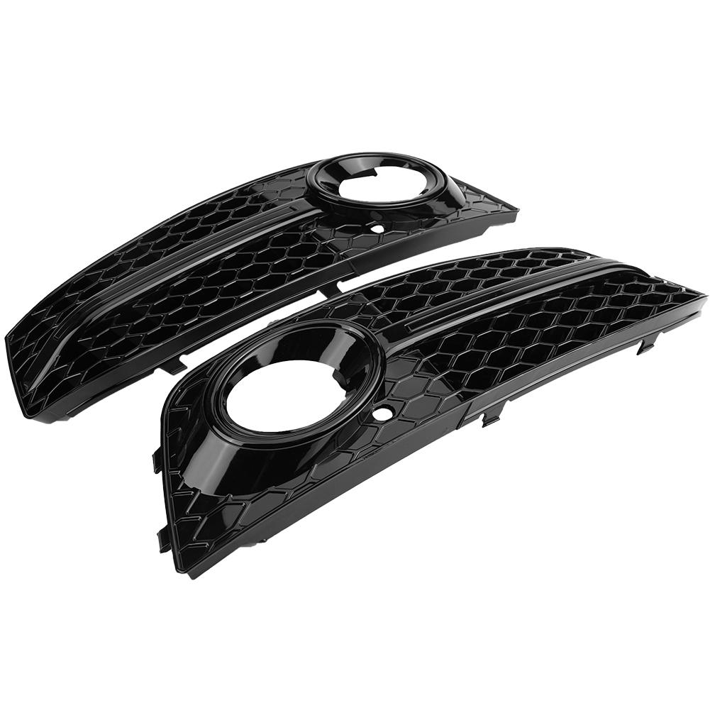 Glossy Black Front Bumper Fog Light Grilles, 2pcs with ABS Material, Lightweight and Colorfast for B8 2009 to 2012, Anti Scratch, Dust Proof