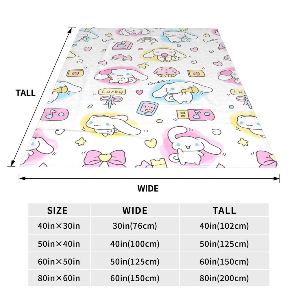 Kawaii Cinnamoroll Glücksdecke Niedliche Cartoon Flanel Tolle Warme Überwurfdecke für Zuhause Restaurant Sommer