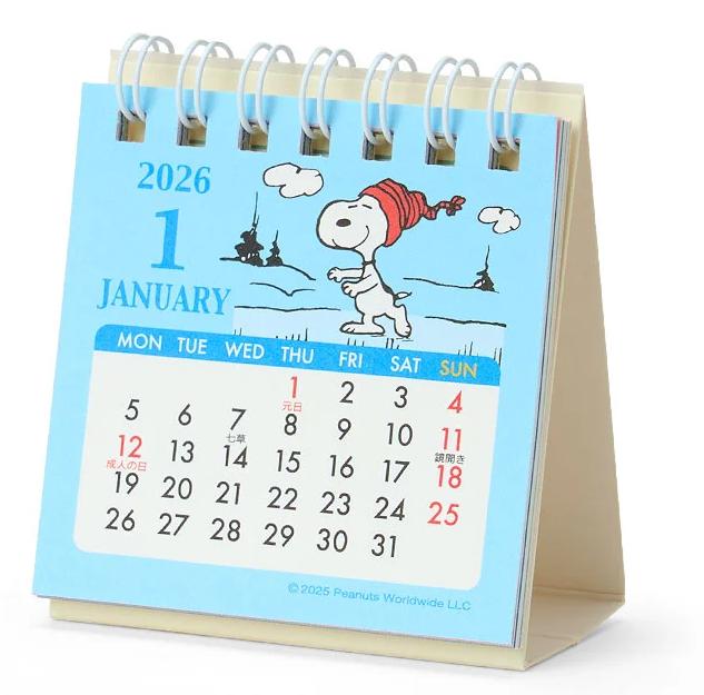 

Sanrio Snoopy Кольцевой Мини Календарь 2026 Япония НОВЫЙ Персонажи Sanrio