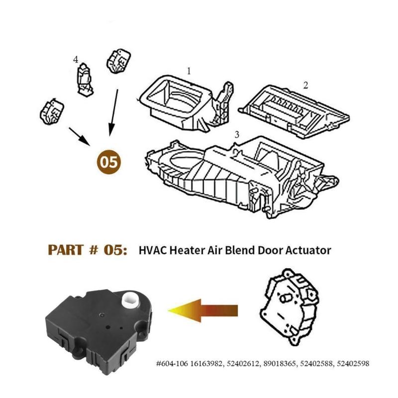 89018365 52402588 HVAC Blend Door Actuator for 1500 2500 3500 Automobile Replacement 604-106