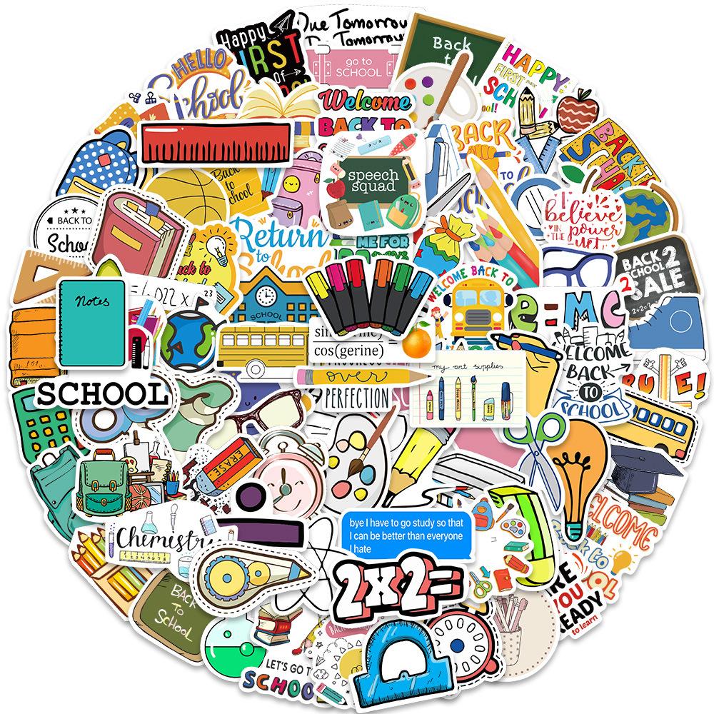 

100 School Supplies for The Opening Season of School, Graffiti Stickers, DIY Decorative Backpack, Guitar Suitcase, Laptop Waterproof Stickers