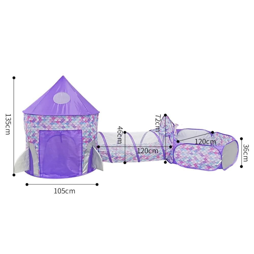 Benebomo Tent Kids Tent Set Pop Up Tent Children 3 Piece Set Ball Pool Tent House Kids Tents Play Tent House Easy Installation Carry Bag Included