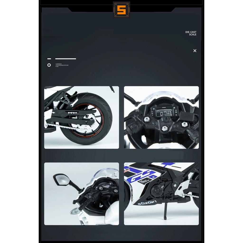 1/12 Suzuki GSX250R Alloy Die Cast Motorcycle Model Toy Vehicle Collection Sound and Light Off Road Autocycle Toys Car