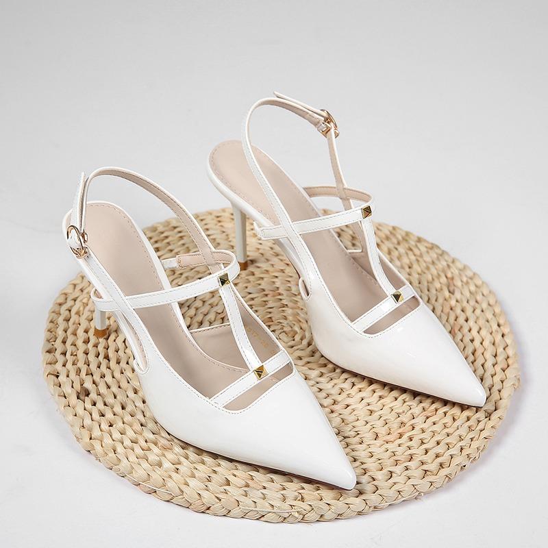 Sexy Small Heels, Slim Heels, Minimalist Pointed Sandals, 9cm Toe Closure High Heels Sandals Women Shoes
