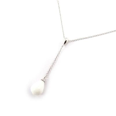 [K1374] - Silberkette 'Eva' silbrig-weiß (rhodiniert) - 45x7 mm
