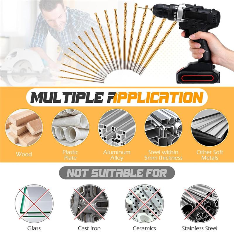 B97A-High Speed Steel HSS Micro Drill Bits 3/64"-1/8" 120 Pcs Drill Bits Set For Wood, Metal, Steel, Plastic, Aluminum Alloy