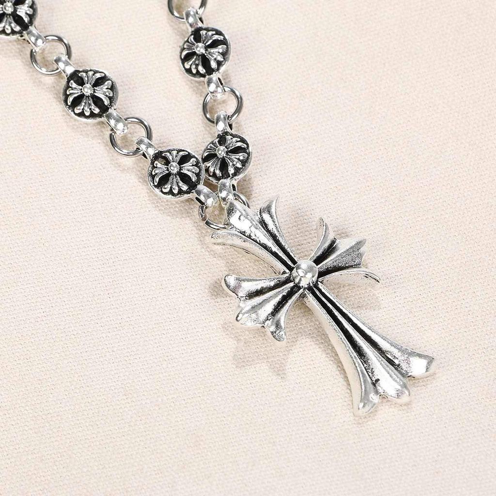 ZIYMU Gothic Rosenkranz Kreuz Halskette mit Kugel für Männer und Kette, 50cm, Frauen, p-023