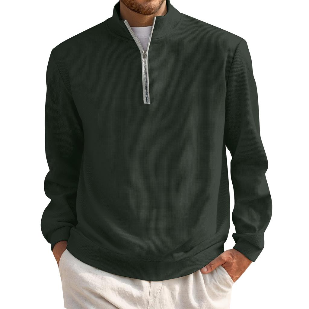 Men's Short Zip Pullover Turtleneck Long Sleeve Top