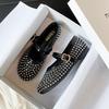 Ballet Single Shoes Women's Flat Bottom 2025 New Round Head Mesh Mary Jane Fairy Wind Soft Bottom Rhinestone Breathable Women's Shoes