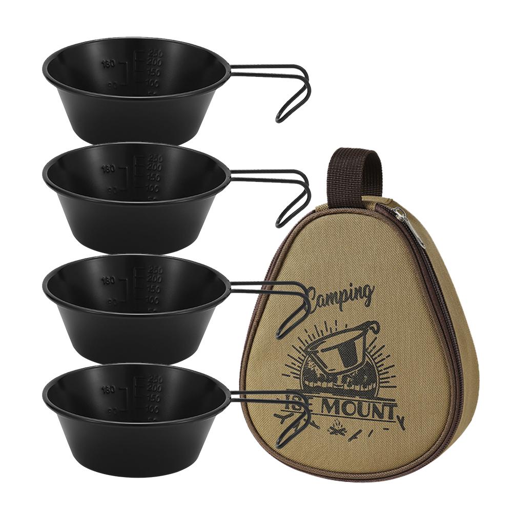 

4Pcs 300ml Portable Camping Bowl Stainless Steel Travel Picnic Tableware Barbecue Sierra Bowl for Backpacking Hiking Travelling чёрный