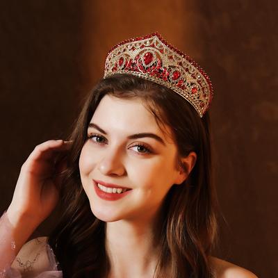 Korona ślubna Retro Kwiatowa Etniczna Kryształowa Ozdoba do włosów Design Stop z Cyrkoniami Korona Włosy Akcesorium