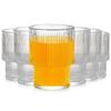 6x Grooved Glasses for Drinks, Water, and Beverages, Set of 190ml Glasses