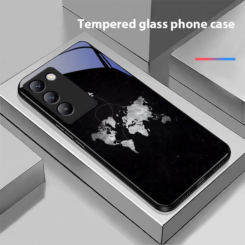 High Compass Black For Y72 33S 11 03 36 96 Lite 35 16 Iqoo 12 V40 SE 5G 29 40 21 30 X80 Pro Vivo Tempered Glass Phone Case Black