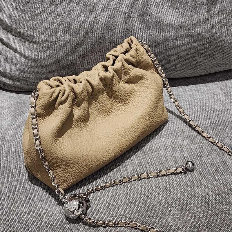 Genuine Cowhide Women's Bags Unique Shoulder Bag Small Soft Celebrity Style Luxury Elegant