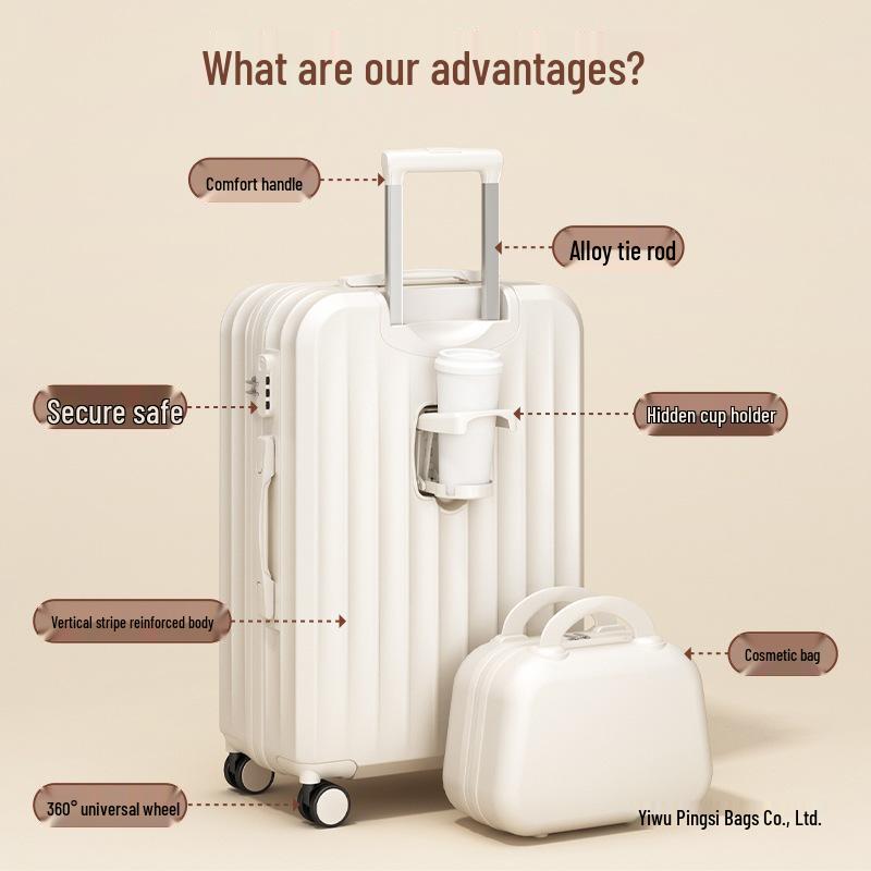 Women's 20" Carry-On Luggage - Sturdy and Durable Trolley Case with Thickened Design and Combination Lock, Men's 28" Large Capacity Option Available.