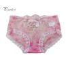 Underpants Women Panties Rose Embroidery Flower Print Mid Waist Stretch Briefs See-through Lace Sexy Ladies Underwear Daily Wear