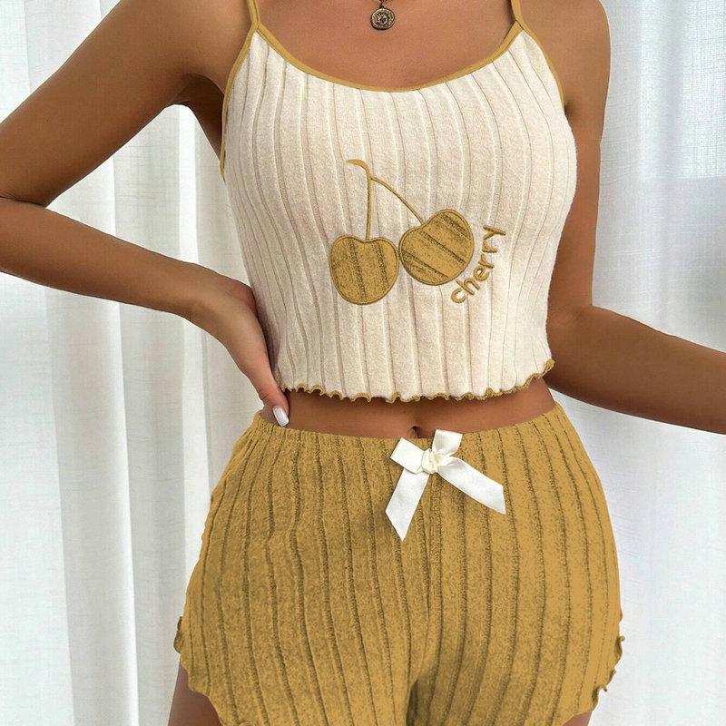 Large size sex pajamas embroidered polished pajamas women's sleeveless suspenders shorts pure desire set loungewear comfortable