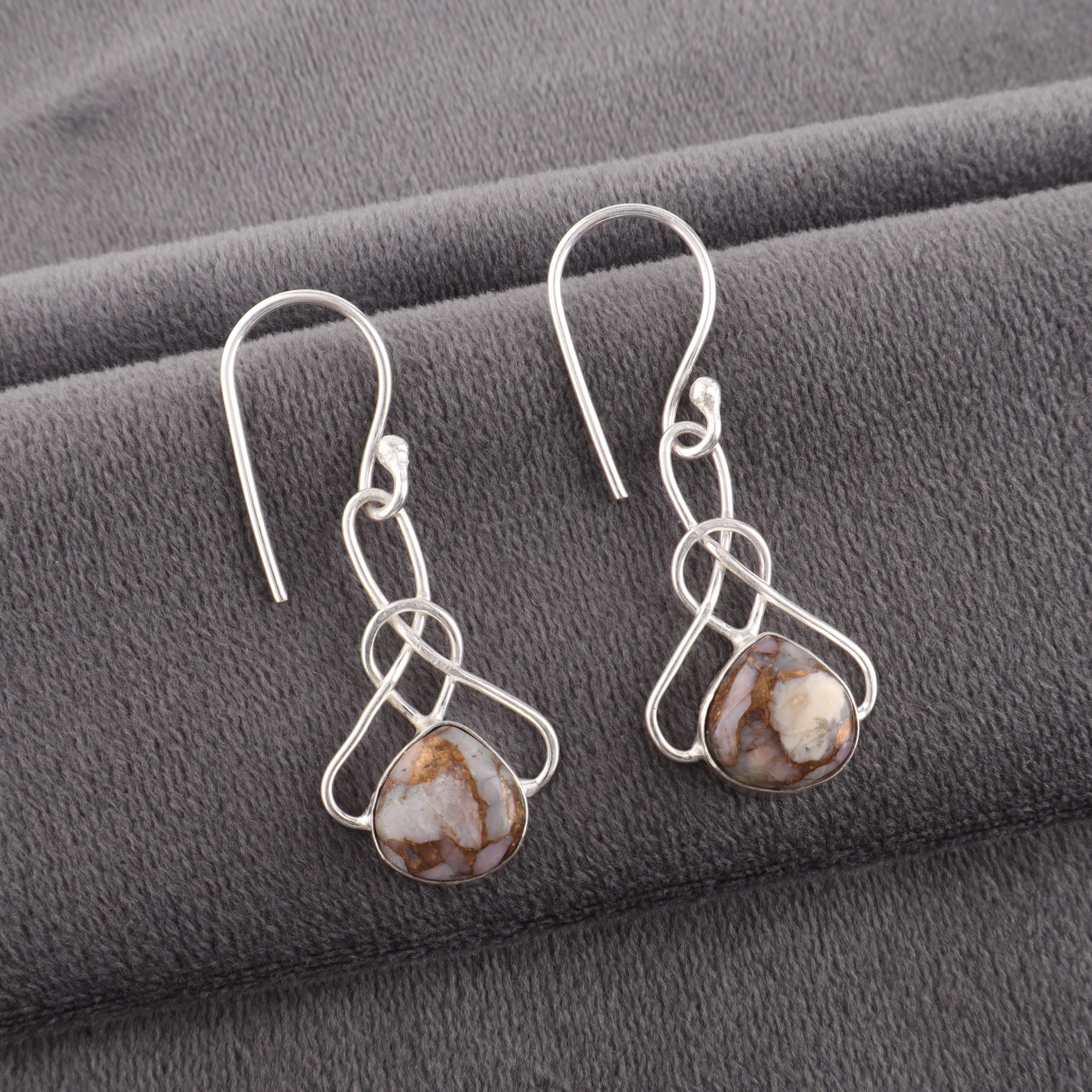 

Серьги из розового опала и бирюзы, Серьги с драгоценными камнями ручной работы, Серьги из стерлингового серебра 925 пробы, Повседневные украшения, Для подарка на помолвку