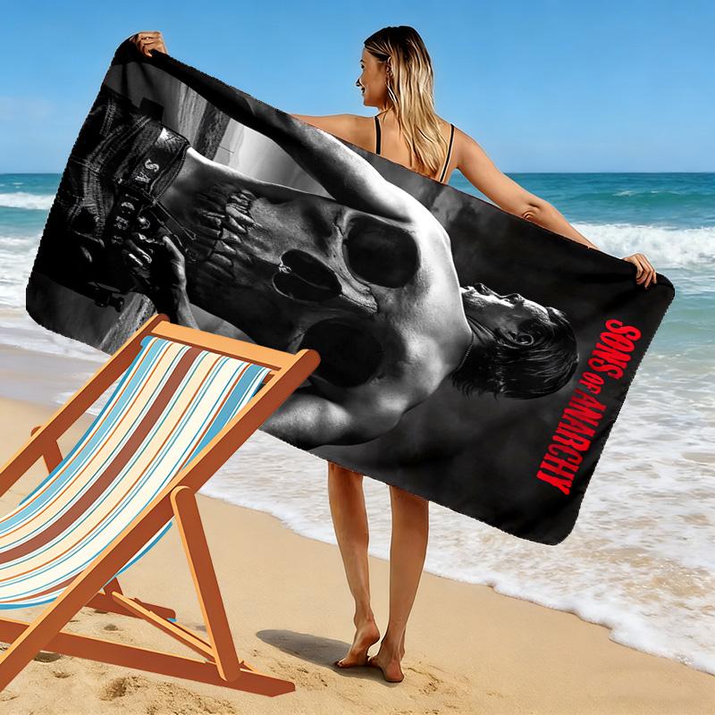 Sons Anarchy: Brotherhood Rebellion Beach Towel Soft Portable for Travel Seaside Outdoor Pool Towel Absorbent Bath Towel Fashion