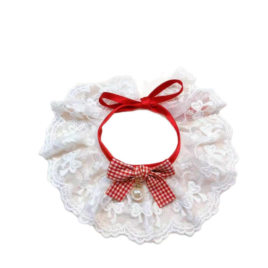 Pet Plush Doll Scarf: Cute Lace Bow Tie Collar for Cats & Dogs