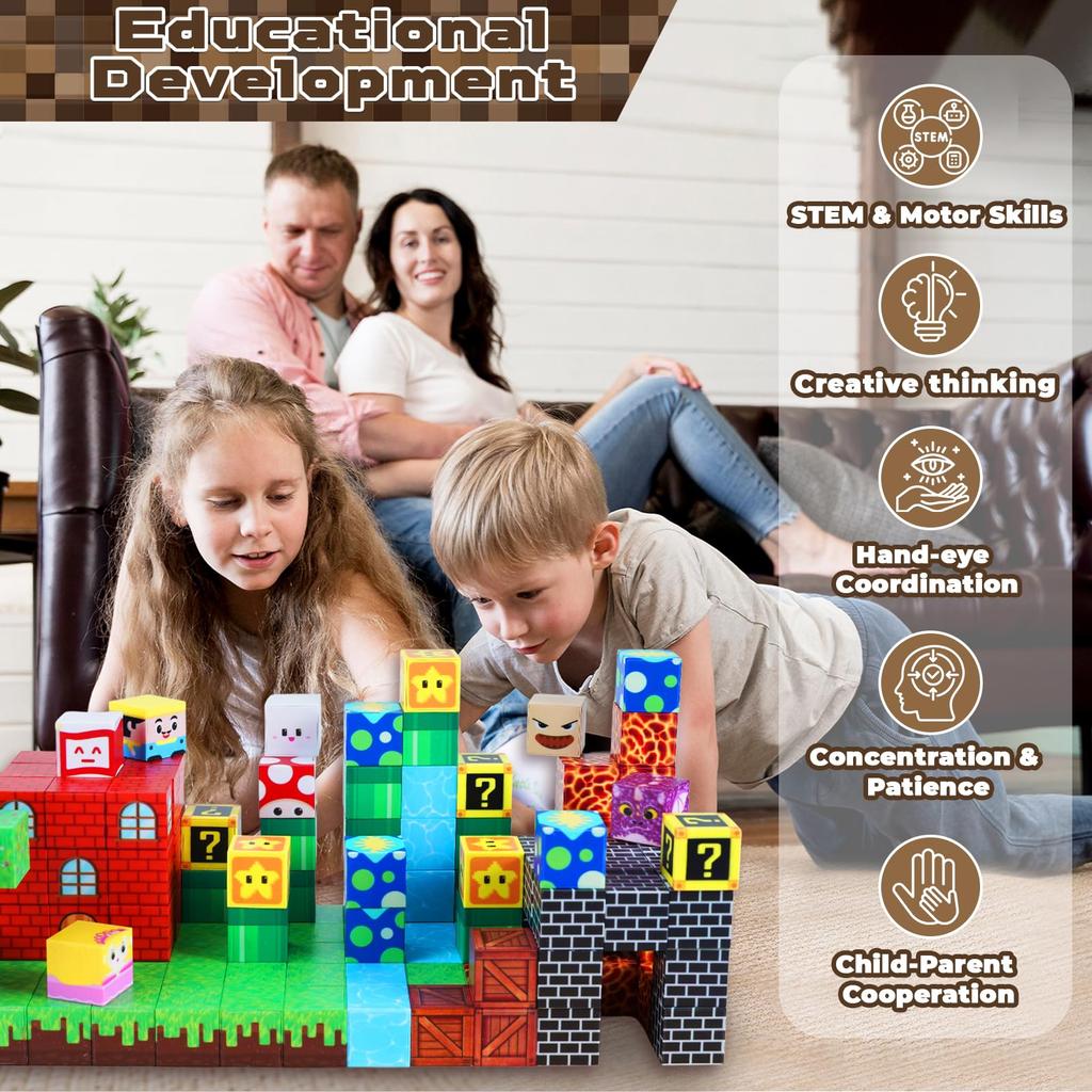 150pcs Magnetic Blocks STEM Educational Constructor Building Blocks,Montessori Children Toy Christmas Birthday Presents for Kids