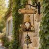 Verwittertes Holzmaserungsschild Gartenzwerg Glocke, Willkommen Außen Hängende Türklingel, Glocken Anhänger Windspiele für Terrasse Haus Veranda Hof Dekorationen Einzigartig