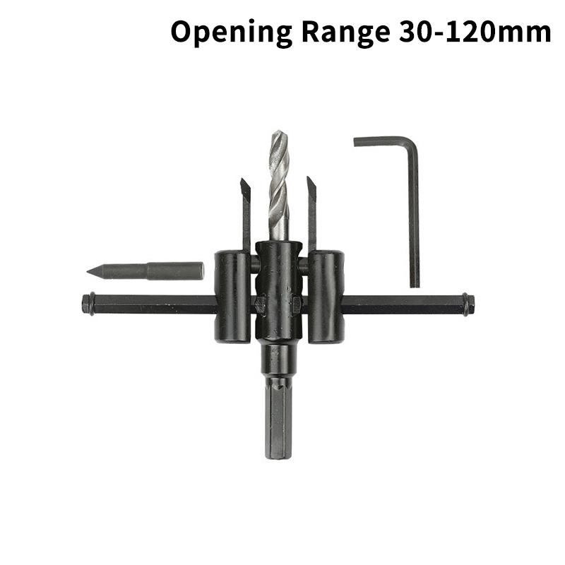 Adjustable Circle Hole Saw Cutter Drill Bit Burr Free Cutting Tool for Door Lock Hole Opening Installation Works