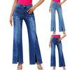 Women's Mid-Rise Stretch Jeans Fashion Straight Leg Denim Pants With Pockets