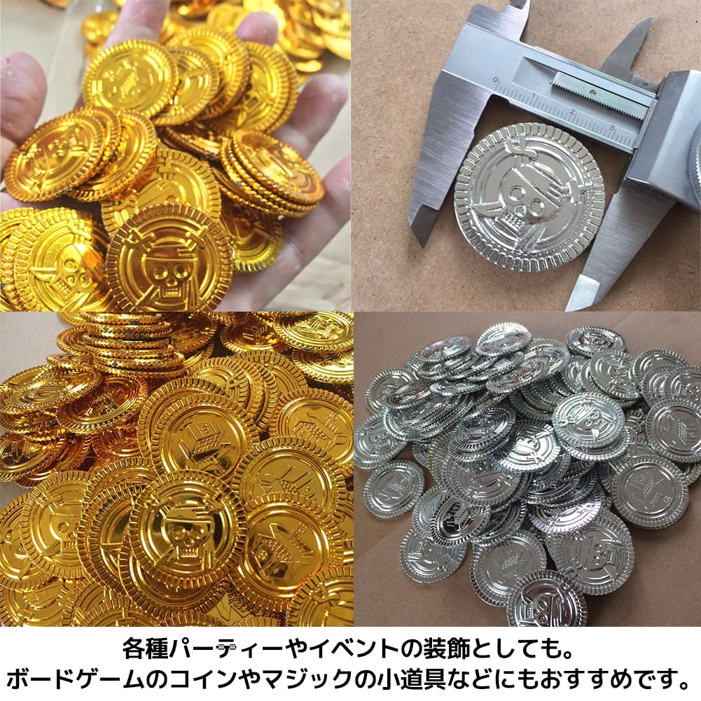 [FUPUTWO] Antique Gold Coins, Casino Treasure Chest, Gold Money, Old Coins, Pirate, 300 Pieces (Bronze)