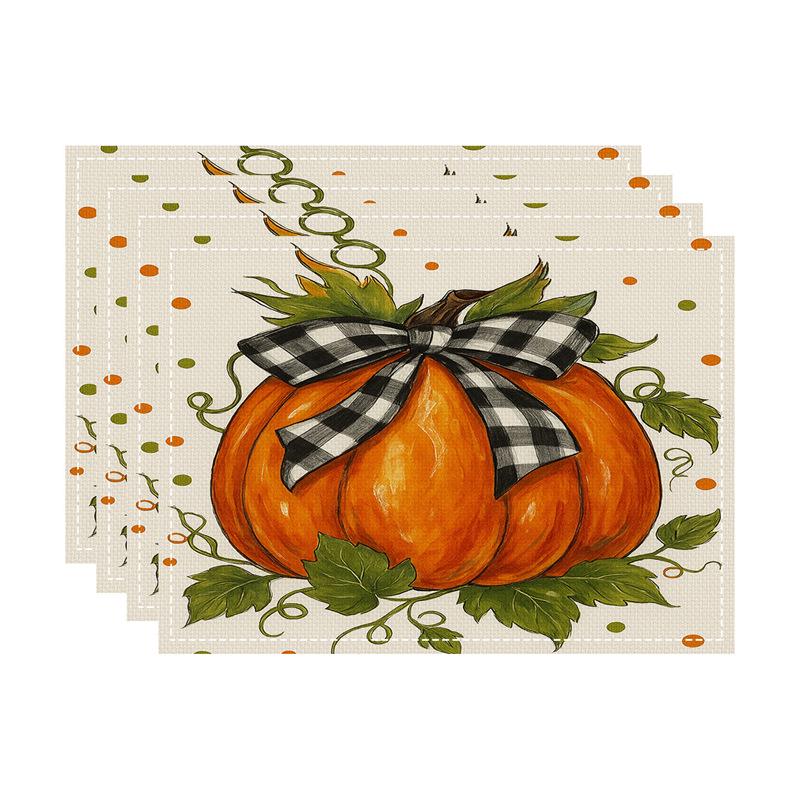 Autumn Thanksgiving Pumpkin & Maple Leaf Table Mat - Heat-Resistant Party Decor Coaster