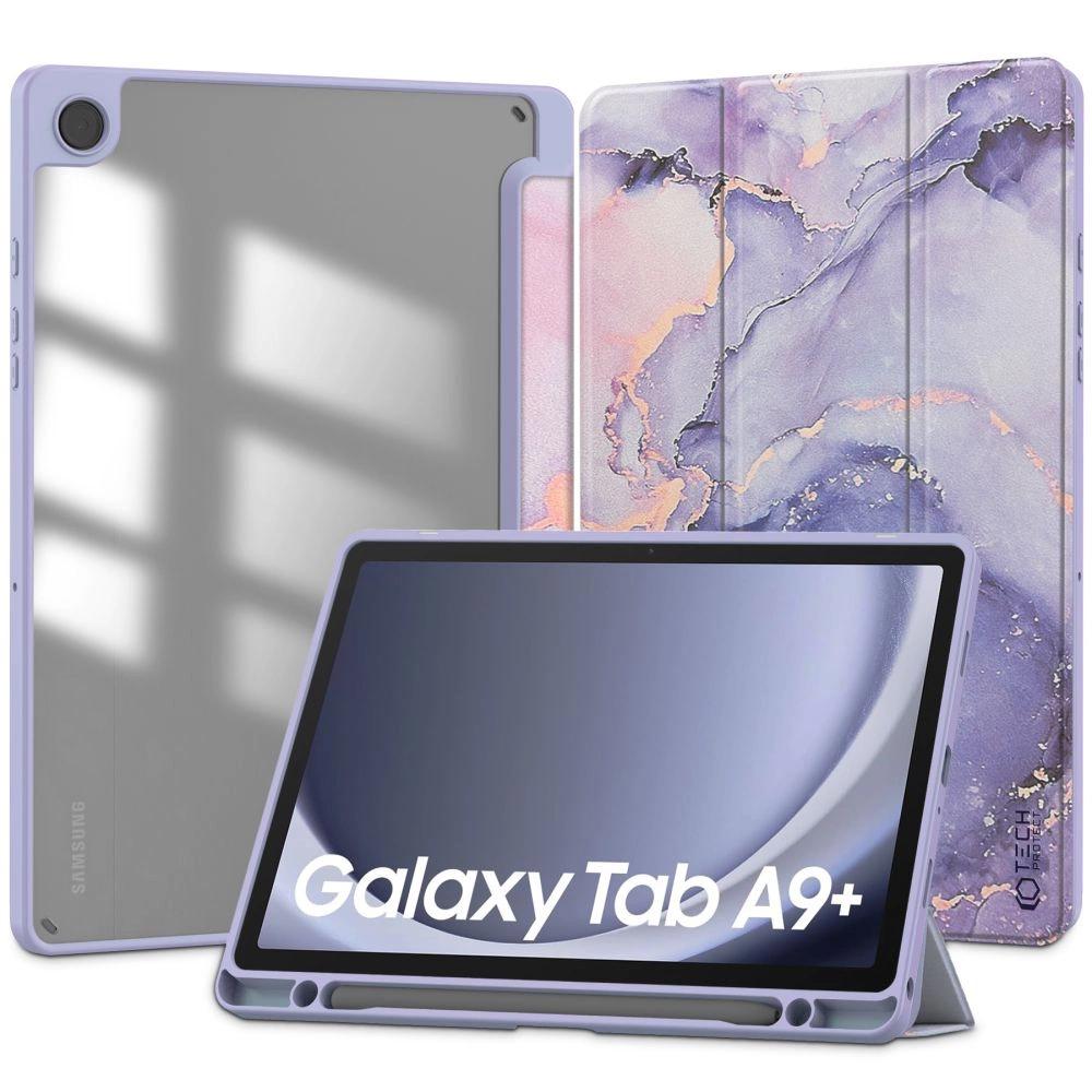 Custodia ibrida Tech-Protect Sc Pen per Samsung Galaxy Tab A9+ 11 X210 / X215 / X216 - Marmo viola