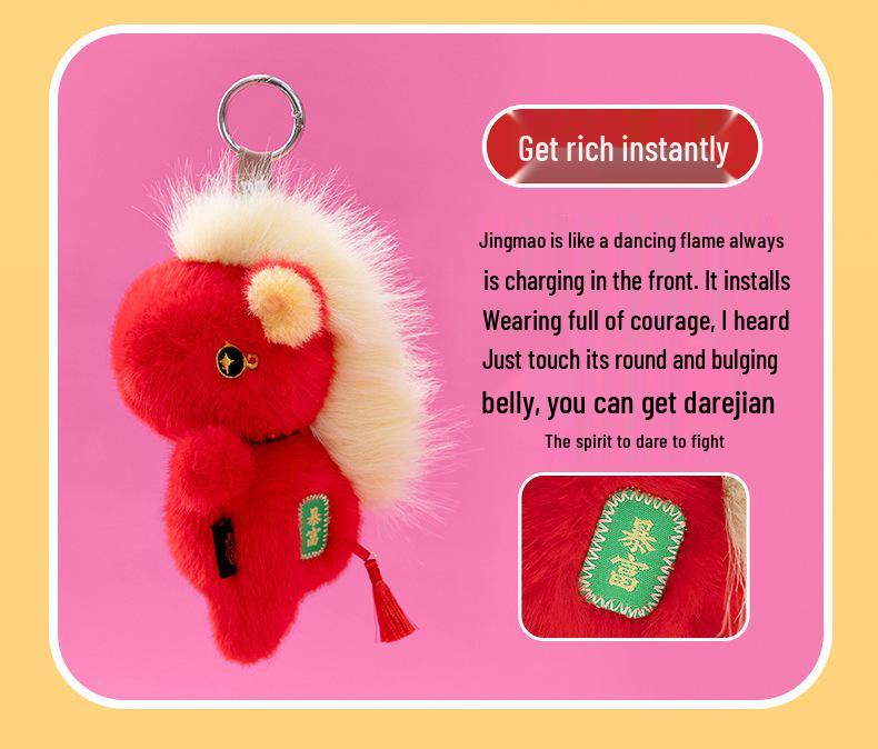 Zodiac Year Horse Plush Pendant Keychain - Cross-Border Pony Doll Mascot.