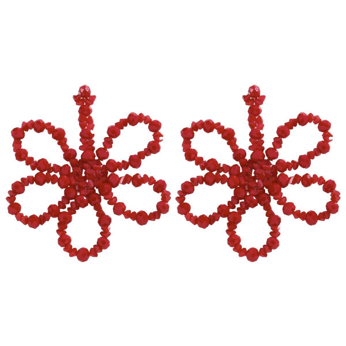 Fashion handmade beaded necklace earrings set flower fruit shape exaggerated personality jewelry set women