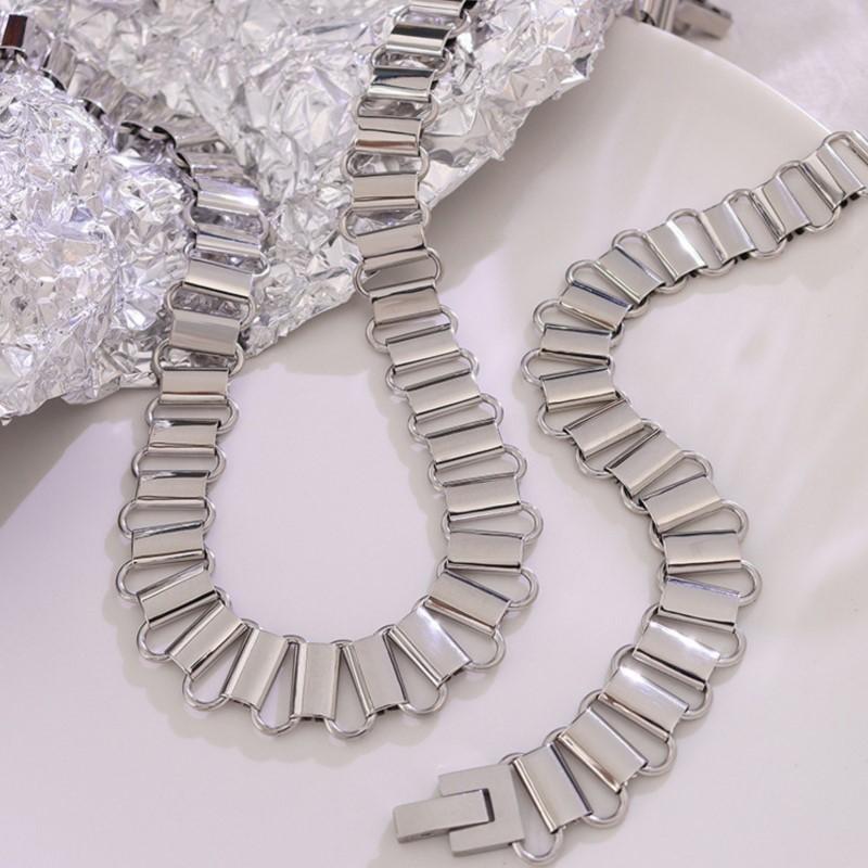 316L Stainless Steel Necklace Bracelet Ring For Women 18K Gold Plated No Tarnish Women's Neck Chains Bracelets Rings Zircon Set