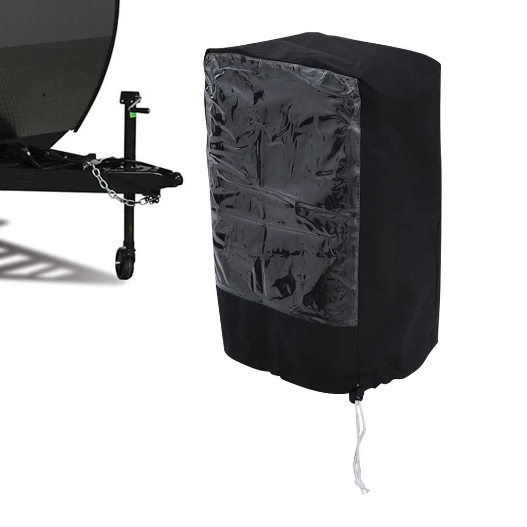 RV Jack Cover Weather-Resistant Protector Tongue Jack Cover with Clear Window for RV Mobile Home Garage Offroad Trailer Marine