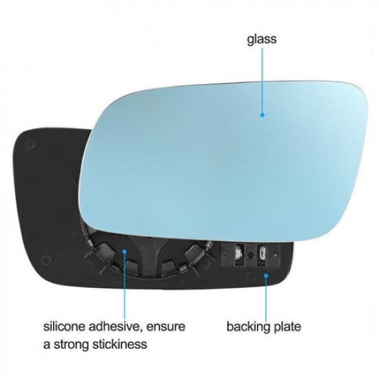 Front Left Heated Mirror Glass Lens For VW Jetta Golf MK4 Passat 1999-2004 Blue