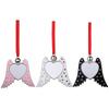 Metal Heat Transfer Angel Wing Charm Xmas Decor Red Rope with Love Shaped Blank Pendant for Xmas Tree Commemorative Gift