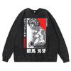 Heavyweight 360g Washed Vintage Baki Hanma Anime Graphic Hoodie-Free Cotton Sweatshirt Men