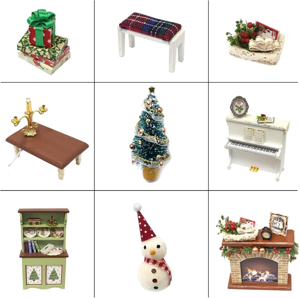 CUTEROOM Wooden Miniature Dollhouse DIY Kit for Beginners: Includes Music Box, LED Lights, and Dustproof Cover - Angelic Music and Snowy Miniature Hou