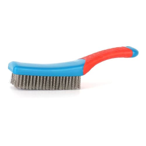 A small stainless steel wire brush that can be used to remove rust, clean paint, and remove rust from metal.