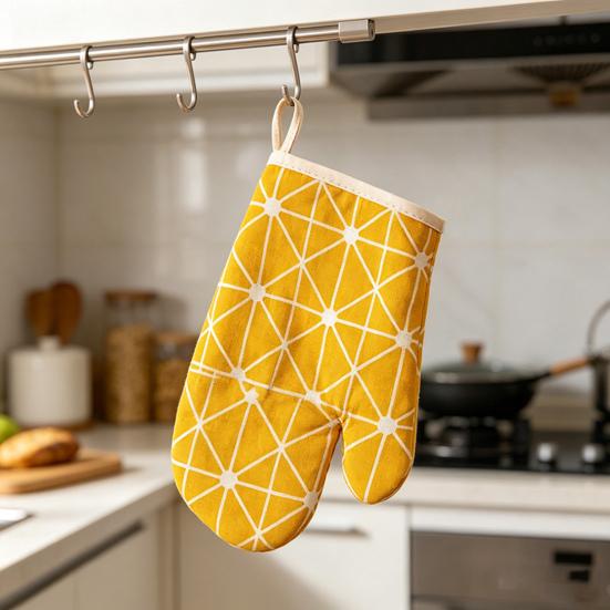 Pot Holder And Glove Set Heat Resistant Anti-scald Cooking Gloves Thick Cotton Oven Mitts Nordic Style Kitchen Safety