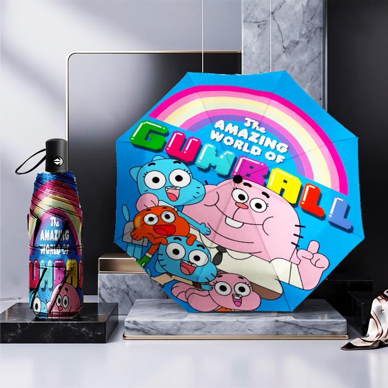 Gum-ball's Amazing World Umbrella Folding umbrella, automatic umbrella 8-Frame for Travel, camping Use Gift for Halloween Christmas