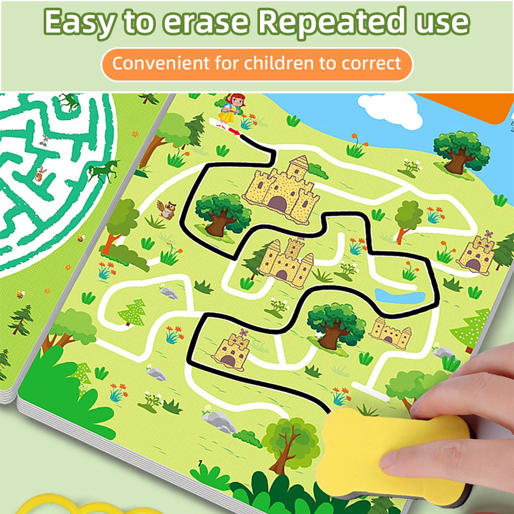 15/32 Sheets Reusable Maze Cards for Kids 3 Beginner Level Kids Activity Busy Amazing Mazes Books with Pens Chidren Puzzles Fine