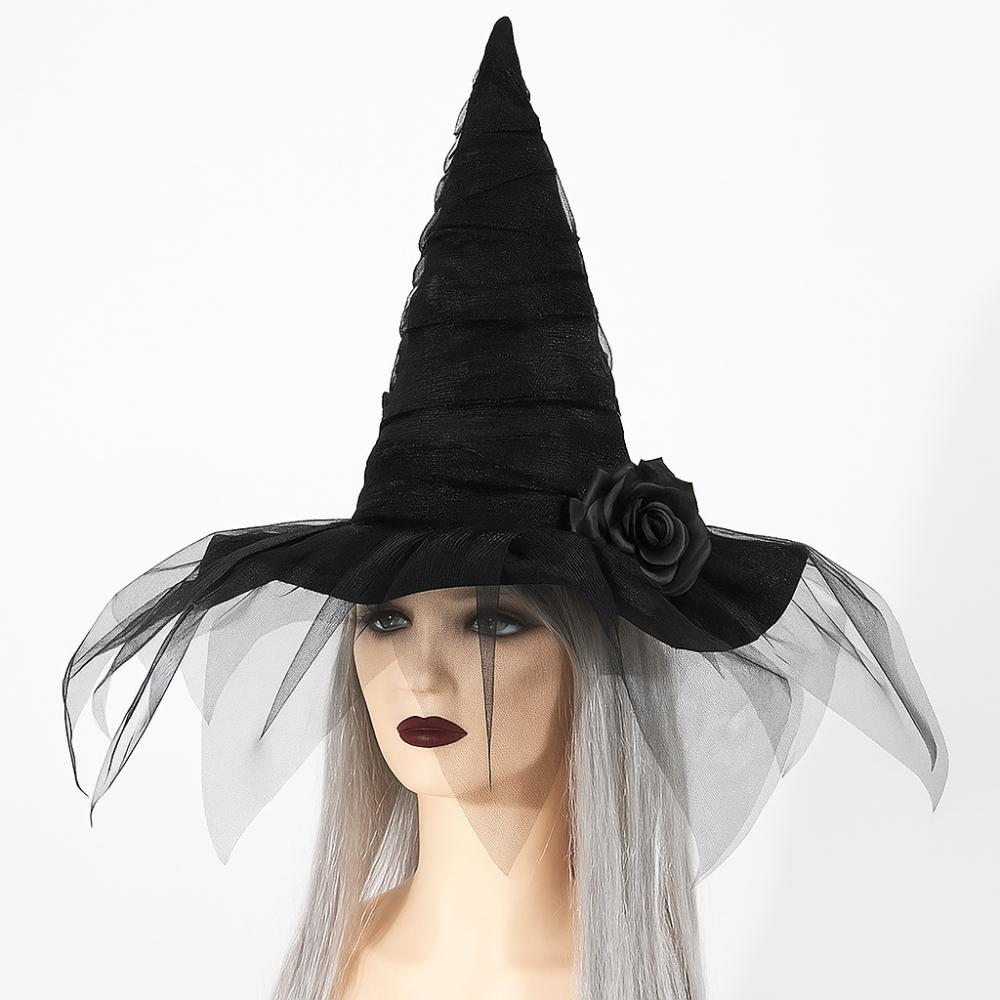 Gothic Queen Baroque Witch Hat Baroque Wizard Cap Foldable Halloween Witch Hat  Night Club