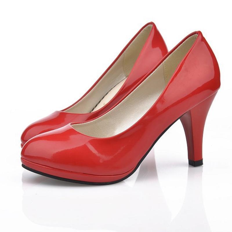 Fashion Women's Leather Round Head Elegant Business Attire Low Heels Shoes OL Arashi Size 34-42